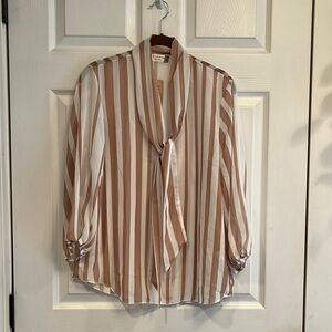 Jon & Anna brand size 1X pullover sheer blouse with front tie- NWT